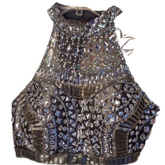 Rachel Allen Gunmetal Prom Dress Size 2 - Picture 2 of 5